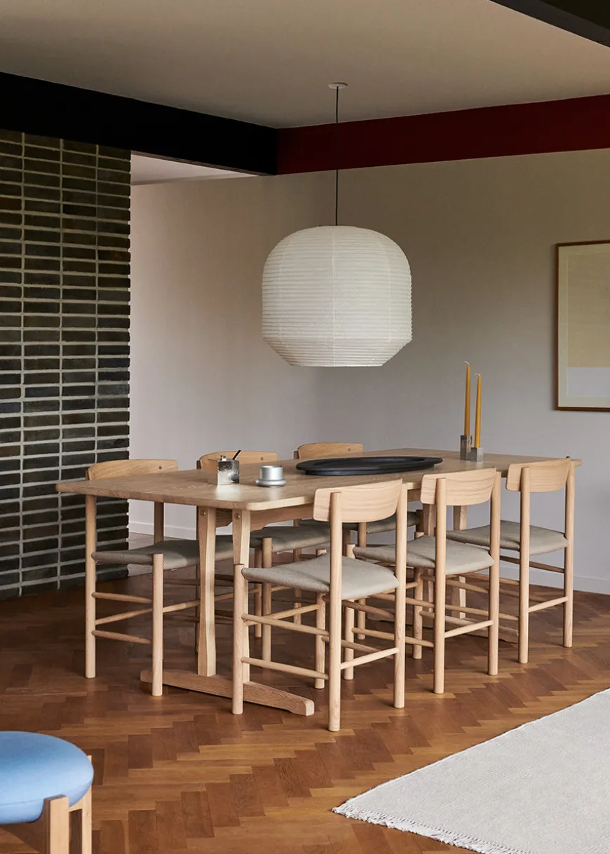 J39 Folkestolen Sædepolstret, Cognac Læder af Børge Mogensen