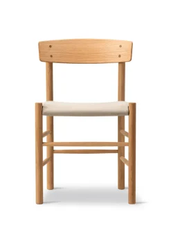 J39 Folkestolen Sædepolstret, Cognac Læder af Børge Mogensen