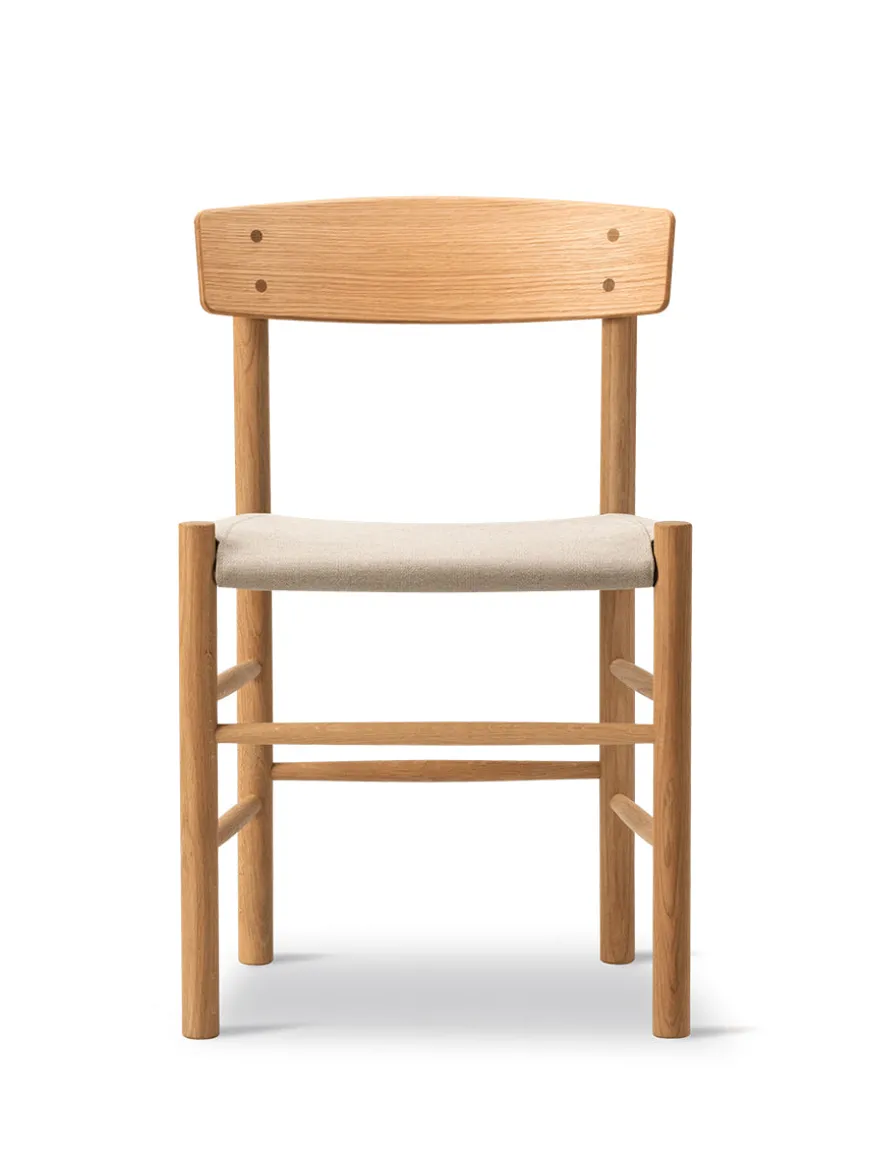 J39 Folkestolen Sædepolstret, Cognac Læder af Børge Mogensen