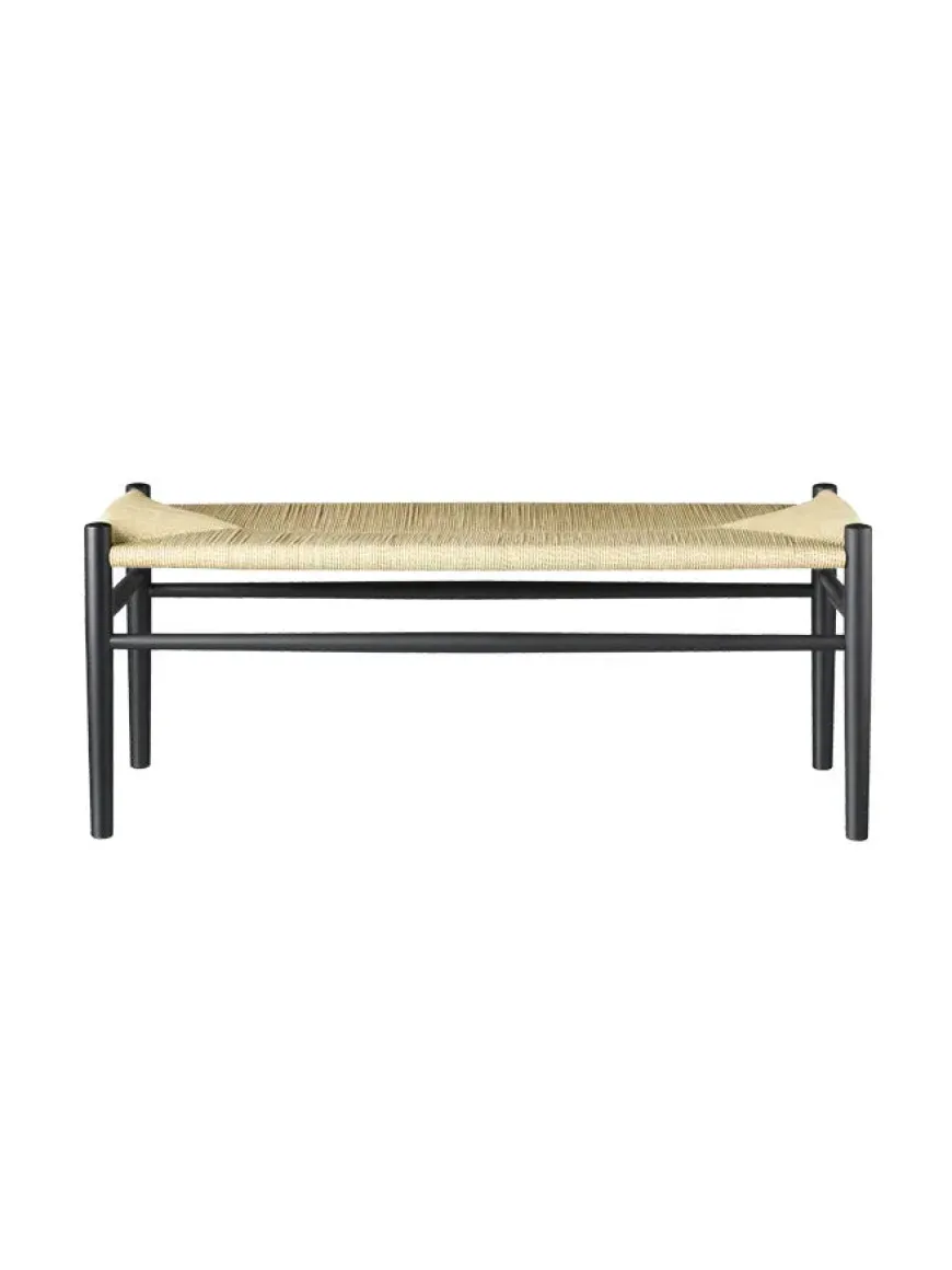 J83B Bænk, sortlakeret bøg fra FDB Møbler