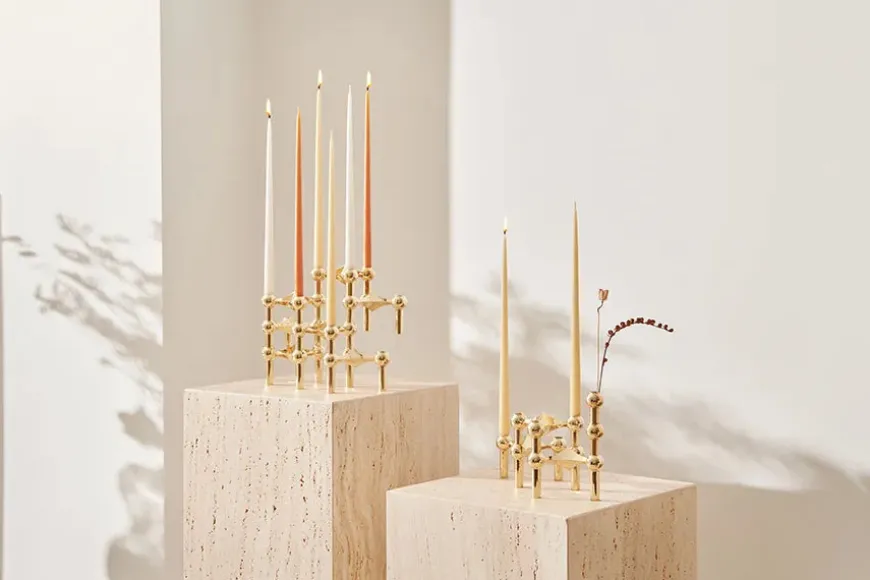 Kertelys til Nagel Lysestage, burgundy red fra STOFF Nagel