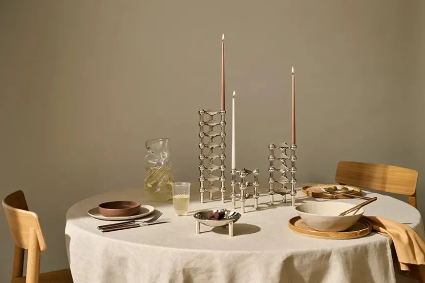 Kertelys til Nagel Lysestage, burgundy red fra STOFF Nagel