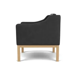 L46 MK155 lænestol, sort læder af Mogens Koch