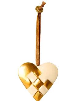 Metal ophæng, flettet hjerte, guld fra Maileg