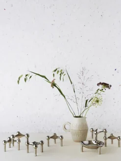 Nagel Lysestage, børstet messing fra STOFF Nagel