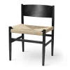 Nestor stol, sort bøg med natur flet fra Mater