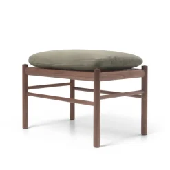 OW149F Fodskammel til Colonial lænestol, valnød olie, Terra-læder af Ole Wanscher