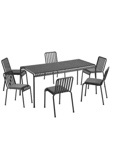 Palissade Sæt, 6 armstole og bord i anthracite fra HAY