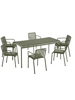 Palissade Sæt, 6 armstole og bord i anthracite fra HAY