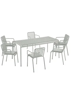 Palissade Sæt, 6 armstole og bord i anthracite fra HAY