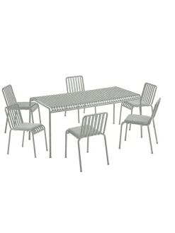 Palissade sæt, 6 armstole og bord i iron red fra HAY