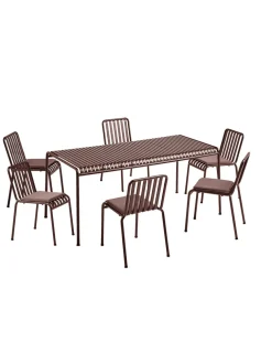 Palissade sæt, 6 armstole og bord i olive fra HAY