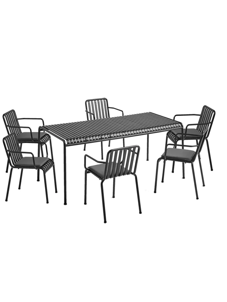 Palissade sæt, 6 armstole og bord i olive fra HAY