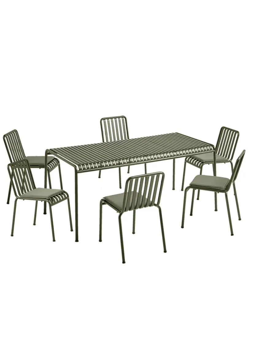 Palissade sæt, 6 armstole og bord i sky grey fra HAY