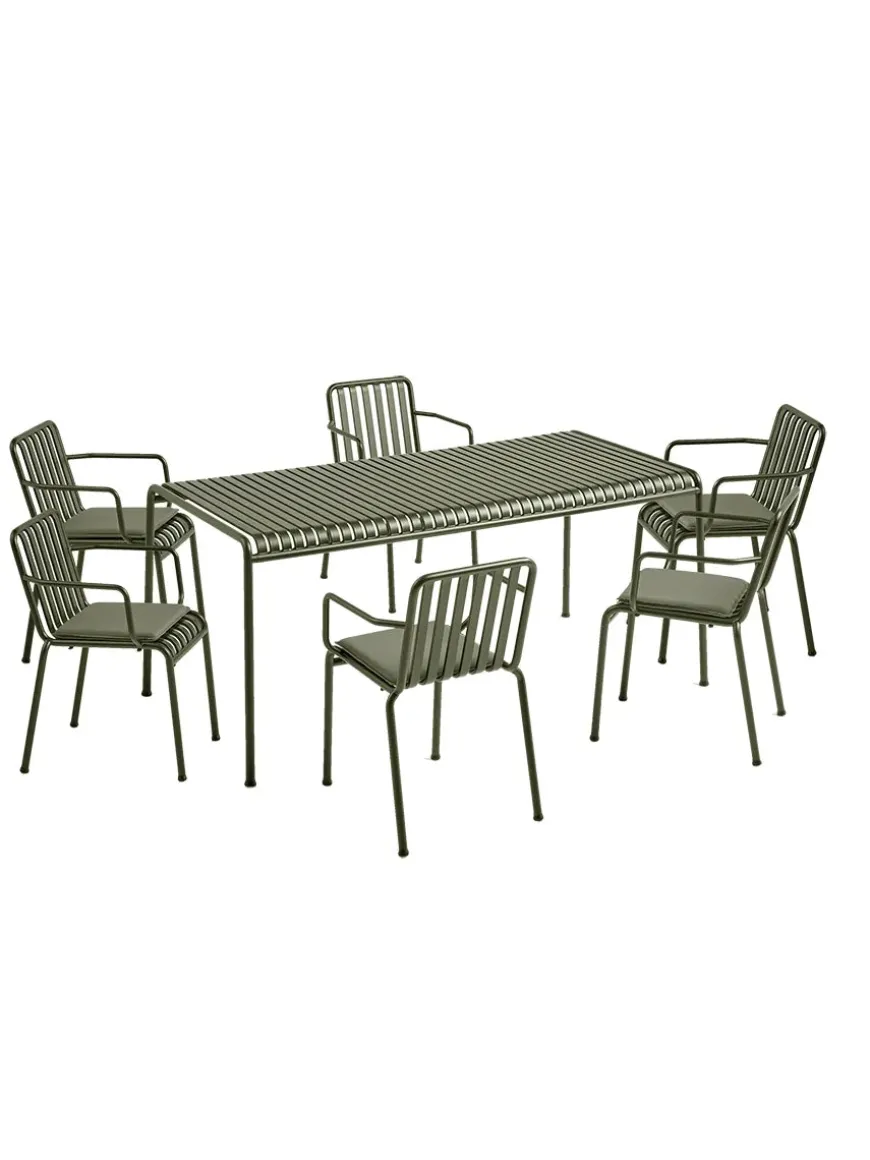 Palissade sæt, 6 armstole og bord i sky grey fra HAY