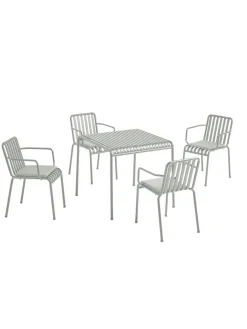 Palissade sæt, 4 stole og bord i iron red fra HAY