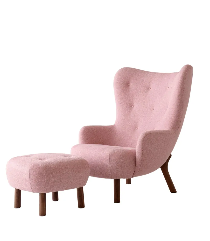 Petra VB3 lænestol inkl. Skammel, Sheepskin honey 50 fra &Tradition