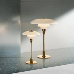 PH 3½-2½ Glas Bordlampe, sort metalliseret fra Louis Poulsen