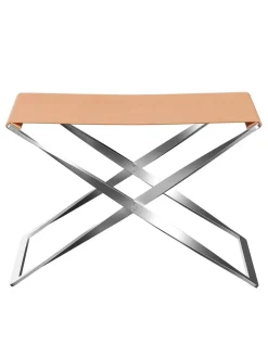 PK91 foldestol, naturlæder af Poul Kjærholm