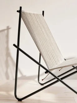 PK4 Loungestol i natur, stålstel af Poul Kjærholm