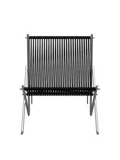 PK4 Loungestol i natur, stålstel af Poul Kjærholm