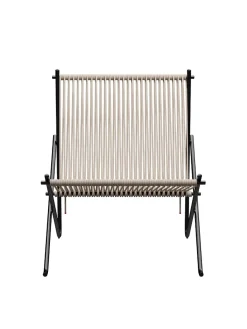 PK4 Loungestol i sort, stålstel af Poul Kjærholm