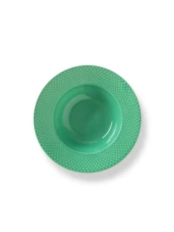 Rhombe dyb tallerken, turkis Ø24,5 cm fra Lyngby Porcelæn