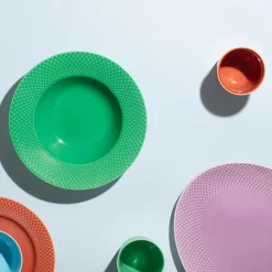 Rhombe dyb tallerken, turkis Ø24,5 cm fra Lyngby Porcelæn