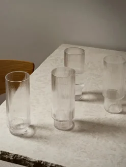 Ripple Long Drink Glasses Frosted, sæt á 4 fra Ferm Living