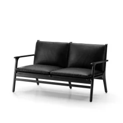 Rén Lounge sofa 2. pers natur eg, sort læder fra Stellar Works
