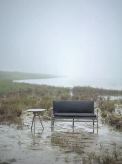 Rén Lounge sofa 2. pers natur eg, sort læder fra Stellar Works