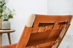 Rocker gyngestol, grå eg med mustang farvet læder fra Mater