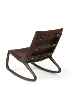 Rocker gyngestol, mat lakeret eg med whisky farvet læder fra Mater