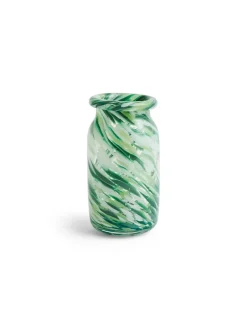 Splash Vase Roll Neck Small, green swirl fra Hay