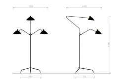 Standing Lamp w/3 Heads/Arms af Serge Mouille