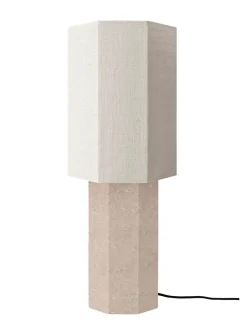 The Eight Over Eight Lamp Large, beige travertine fra Louise Roe