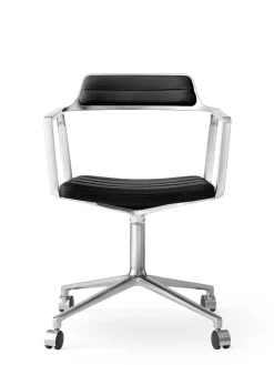 VIPP452 Swivel Chair m/hjul, sort læder fra Vipp