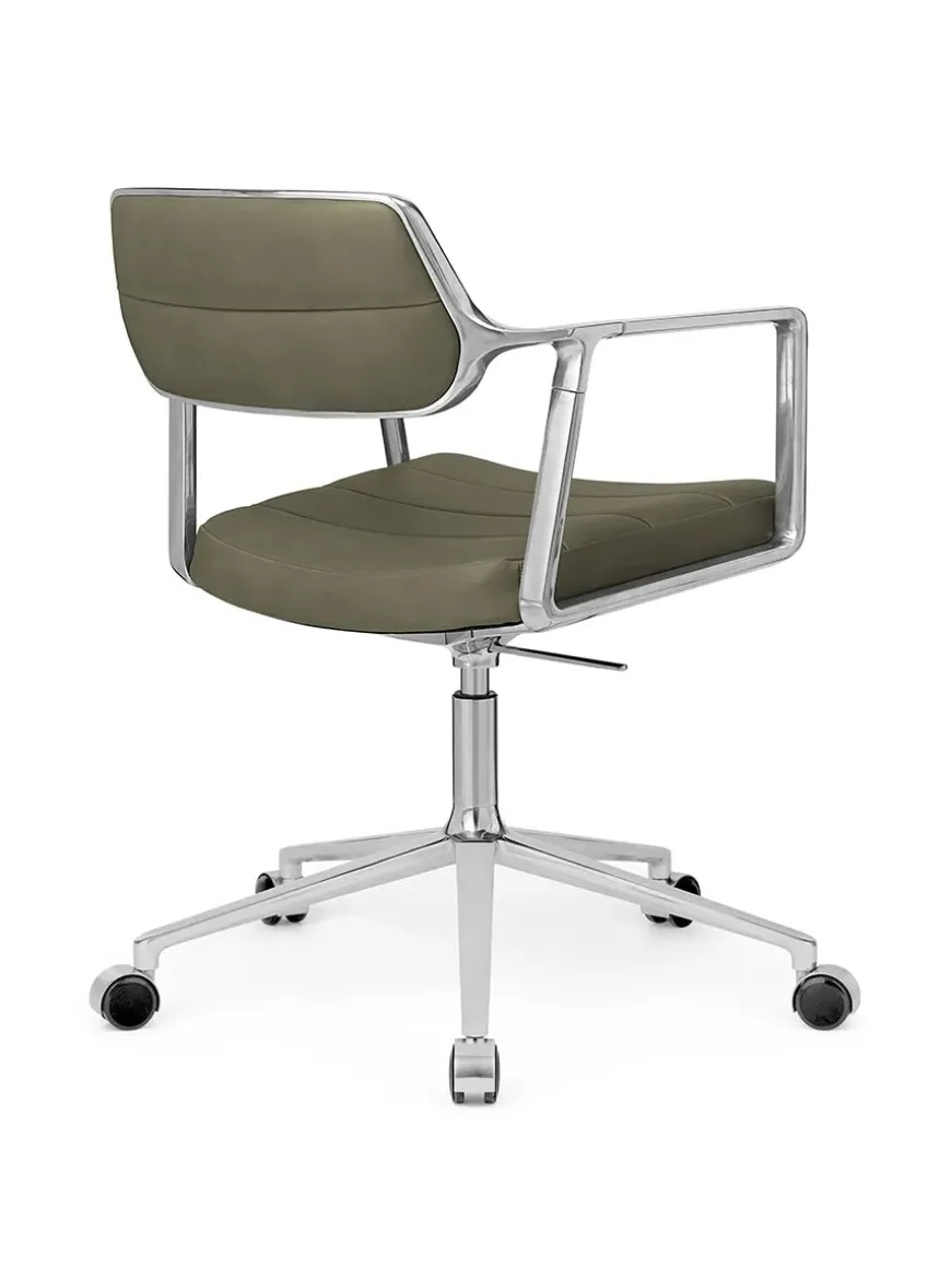 VIPP453 Swivel+ Chair m/sort stel & hjul, sort læder fra Vipp