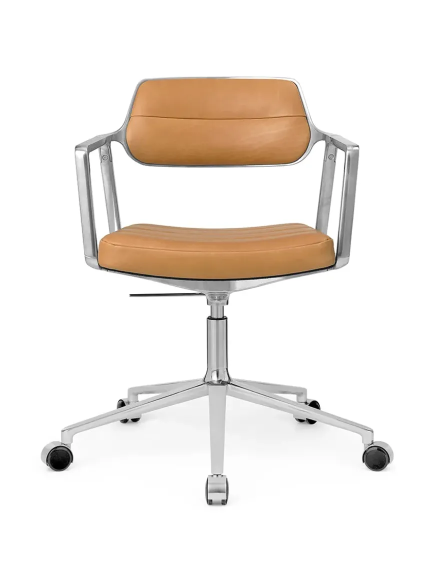 VIPP453 Swivel+ Chair m/sort stel & hjul, sort læder fra Vipp