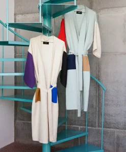 Waffle Badekåbe, dusty blue multi fra Hay