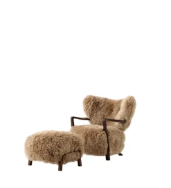 Wulff lænestol inkl. skammel - Sheepskin Honey  fra &Tradition