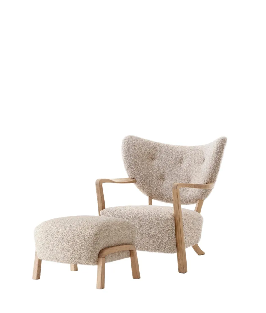 Wulff lænestol inkl. skammel - Sheepskin Honey fra &Tradition