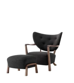 Wulff lænestol inkl. skammel - Sheepskin Honey fra &Tradition