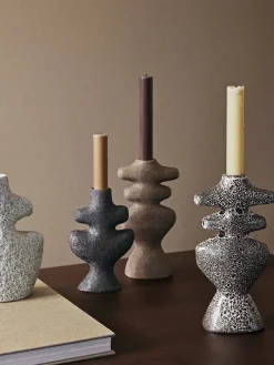 Yara Candle Holder Medium, grey pumice fra Ferm Living