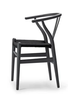 Y-stol CH24 Soft Anthracite Grey med sort flet af Hans J. Wegner