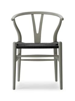 Y-stol CH24 Soft Slate med sort flet af Hans J. Wegner