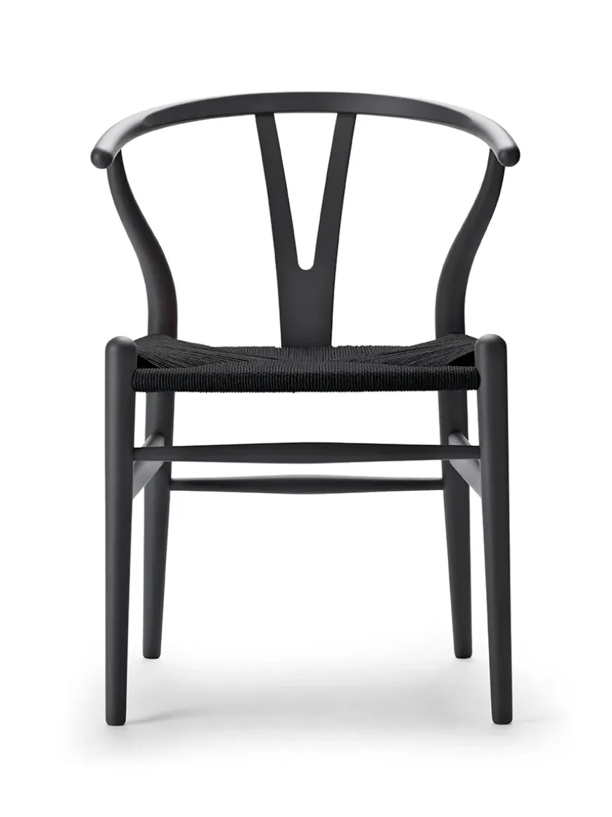 Y-stol CH24 Soft Slate med sort flet af Hans J. Wegner